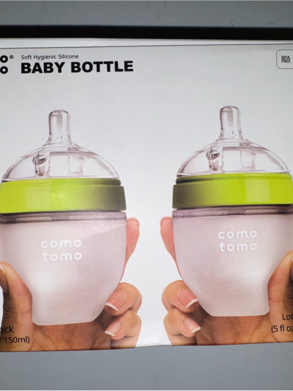 comotomo Green Silicone Baby Bottle - Pair
